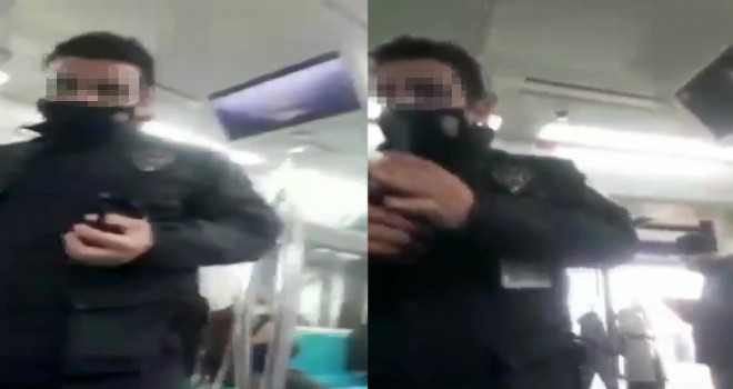 Marmaray'da maske takmayan yolcularla güvenliğin tartışması kamerada