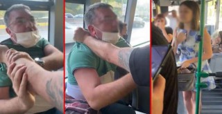 Otobüste elbiseli kadının bacaklarını çekerken yakalandı!