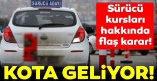 Sürücü kursları için kota geldi