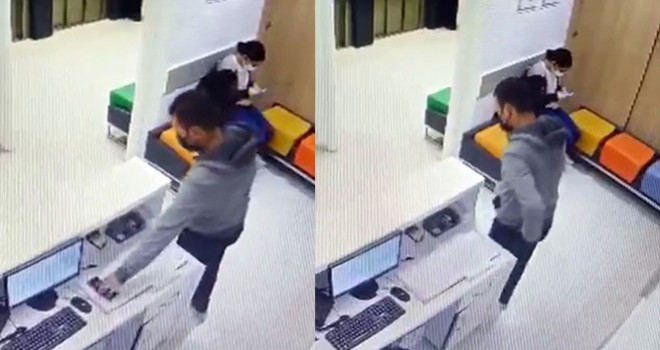 İstanbul'da hastanede kaşla göz arasında hırsızlık kamerada
