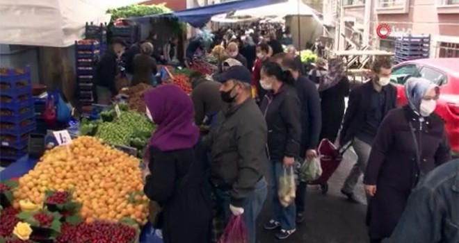 Kısıtlama öncesi pazarda bayram yoğunluğu