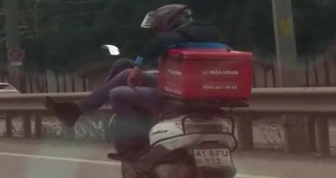 Tuzla'da motosiklette ‘bacak bacak üstüne yolculuk' kamerada