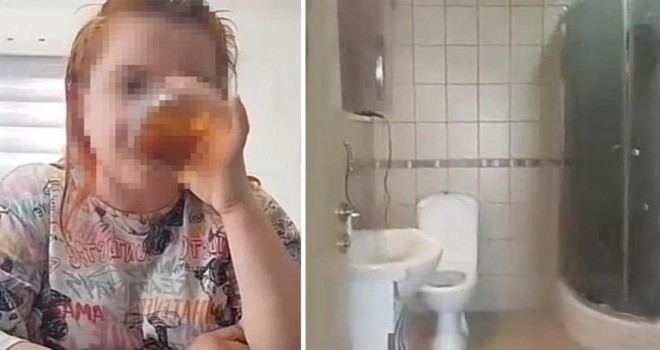 7 yaşındaki kızını sevgilisiyle duşa soktu