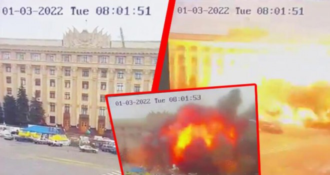 Harkiv'de yönetim binası böyle vuruldu