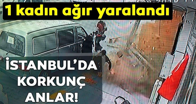  Esenyurt'ta bir binanın tuğlaları yıkıldı, 2 vatandaş yaralandı