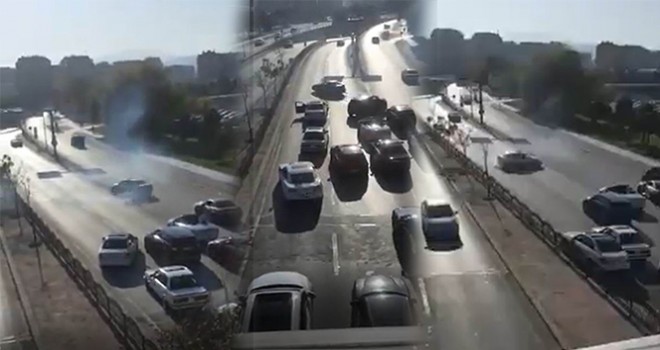  Trafik magandaları yolu kapatıp drift attılar