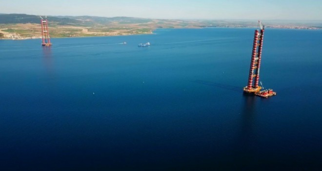 Çanakkale Boğaz Köprüsü'nün kuleleri 270 metreye ulaştı