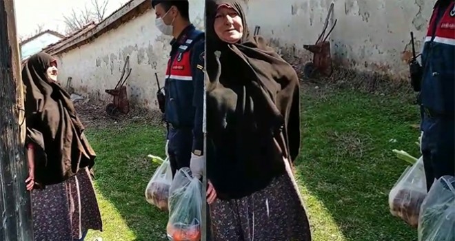 Jandarma ekiplerinin yardımı Hatice Teyze'nin gözlerini yaşarttı