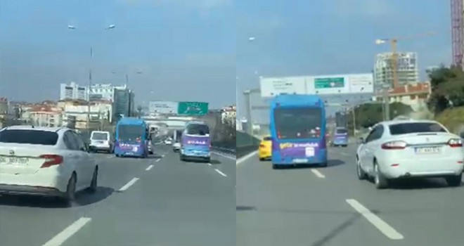 Kadıköy'de yolcu minibüsünün makas terörü kamerada