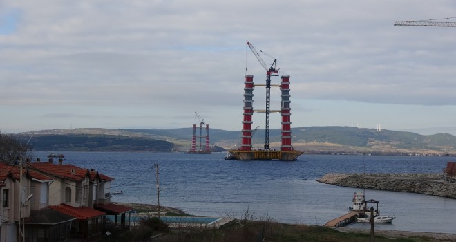  1915 Çanakkale Köprüsü'nün ayakları 110 metre uzunluğa ulaştı