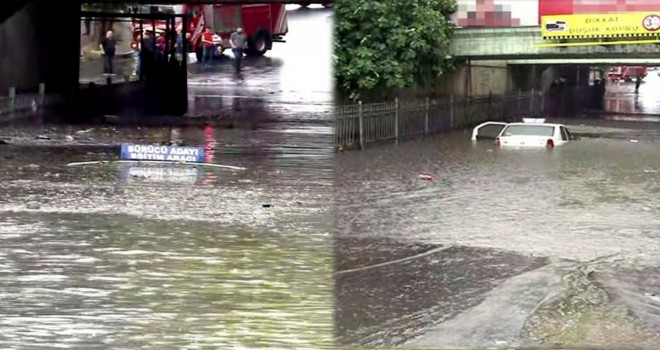 Bayrampaşa'da altgeçidi su bastı