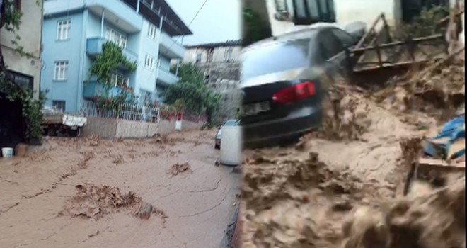 Bursa Orhangazi'de sel felaketindeki dehşet anları kamerada