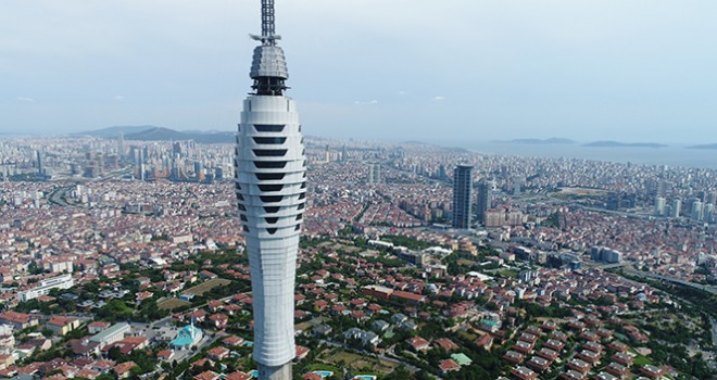 Yüzde 85'i tamamlanan Çamlıca Kulesi havadan görüntülendi