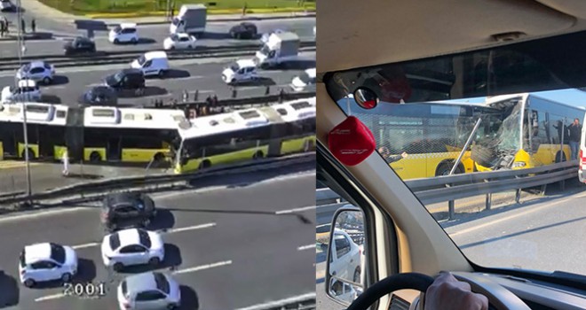 Avcılar'da iki metrobüs kafa kafaya çarpıştı!