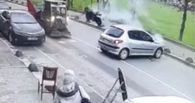 Beykoz'da feci motosiklet kazası kamerada