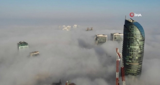  İstanbul'da etkili olan sis drone ile görüntülendi
