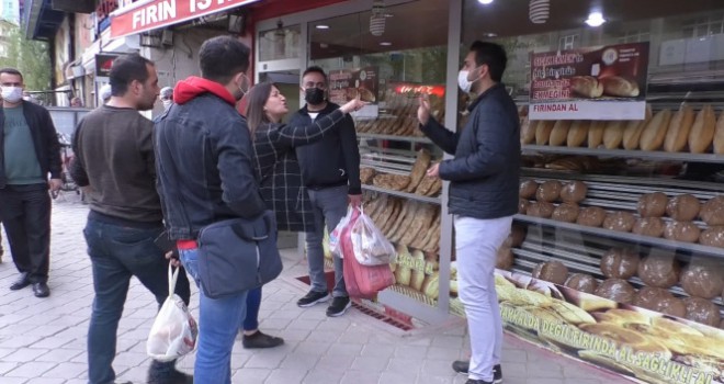 Iğdır'da pide kuyruğunda maske tartışması