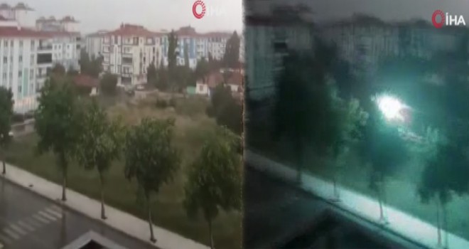 Yıldırım düşme anı böyle görüntülendi