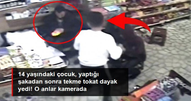 14 yaşındaki çocuk, yaptığı şakadan sonra tekme tokat dayak yedi! O anlar kamerada