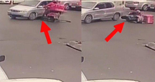 İstanbul'da motosikletli kuryenin yaşadığı kaza kamerada
