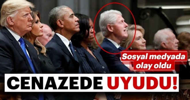 Bush'un cenazesinde uyudu, Twitter'da olay oldu