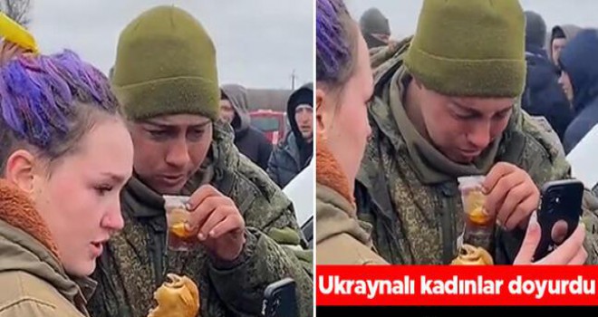 Ukraynalı kadınlar yemek verdi, teslim olan Rus askeri gözyaşlarına boğuldu!