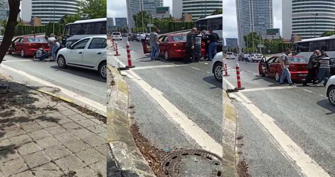 Ümraniye'de düğün konvoyunu durduran şahsın yediği 'para dayağı' kamerada