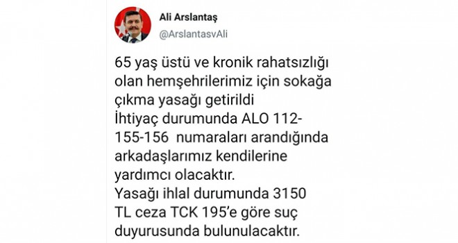 65 yaş üzeri keyfi dışarı çıkana 3 bin 150 TL ceza