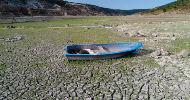Sazlıdere Barajı'nda korkutan görüntü
