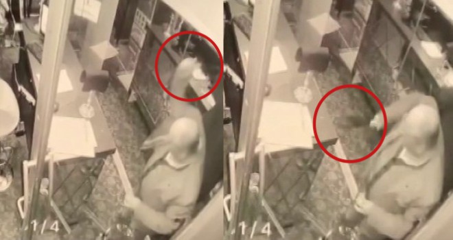 Ataşehir'de satırlı saldırganın otel bastığı anlar kamerada
