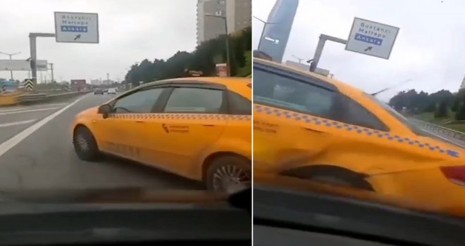 Kadıköy'de arabada 'canlı yayın' kazası kamerada