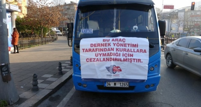 Minibüs şoförlerine pankartlı ceza