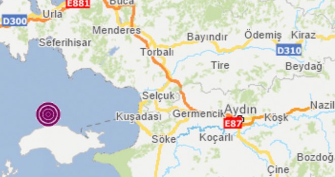 İzmir açıklarında 4.5 büyüklüğünde deprem
