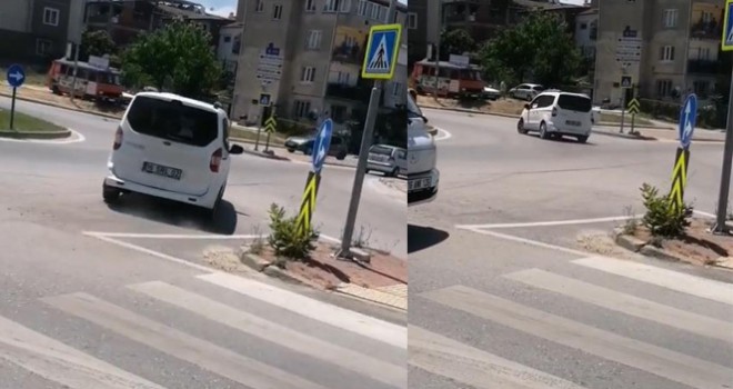 Bursa'da çalıntı araçla drift yaptı! O anlar kamerada...