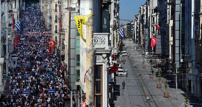 Koronavirüs öncesi ve sonrası İstiklal Caddesi