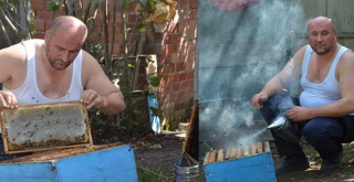 Ordulu çılgın arıcı, gömleğini çıkarıp arıların arasına daldı